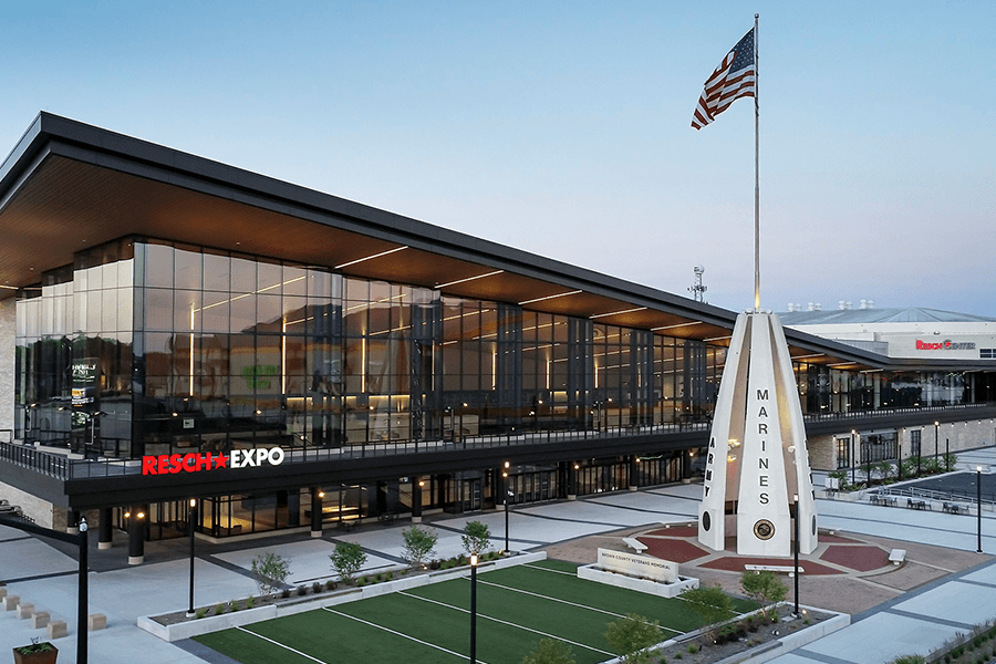 The Resch Expo and Resch Center buildings during the day.