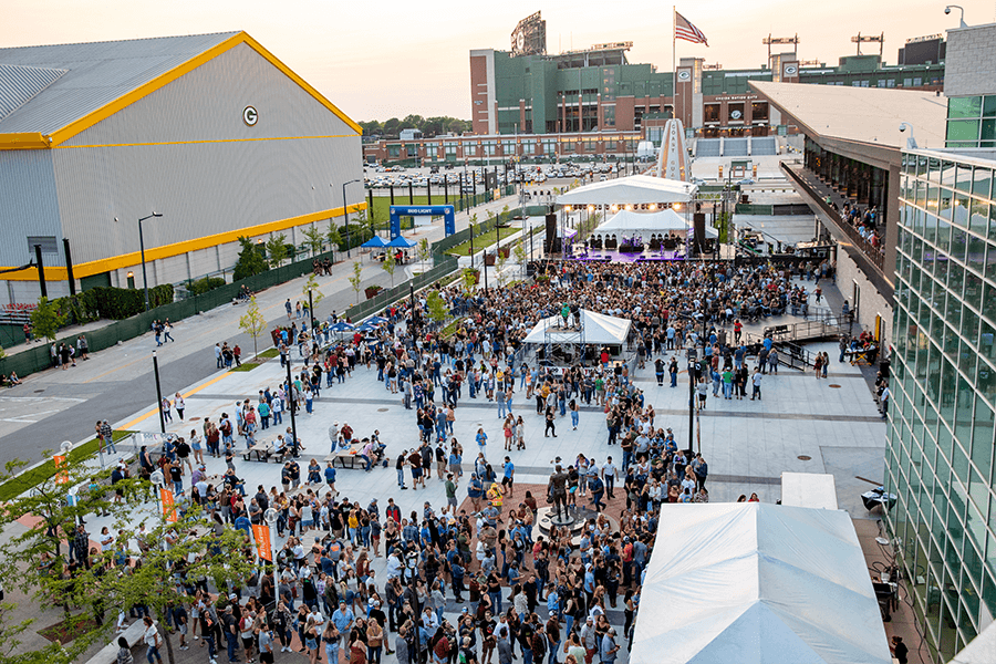 Angle of the Resch Expo with Lambeau Field in the background.